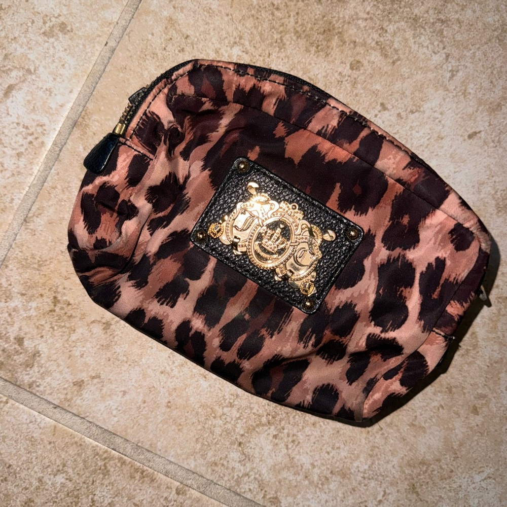 Juicy couture cheetah cosmetics bag